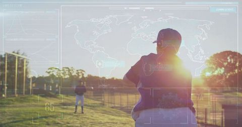 Baseball Catcher Practicing During Sunset Training on Field