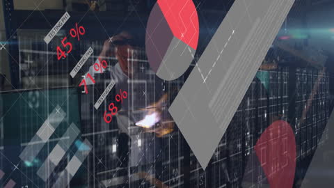 Financial Graphs Overlaying Data Center Scientist