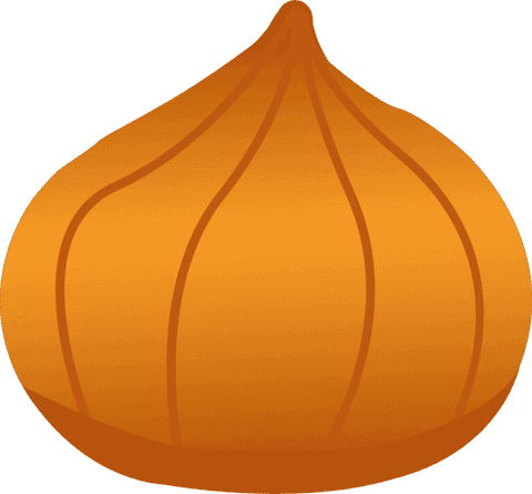 Minimalist orange onion illustration on transparent background