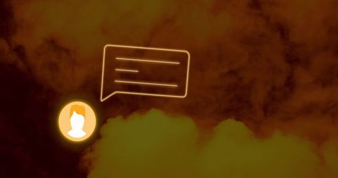 Abstract digital media communication on cloudy background