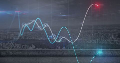 Futuristic Data Graph Overlay on City Skyline - Download Free Stock Images Pikwizard.com
