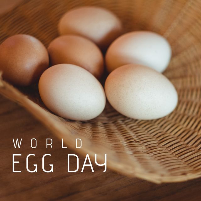 World Egg Day Celebration with Mixed Brown and White Eggs in Wicker Basket - Download Free Stock Templates Pikwizard.com