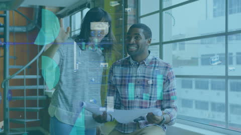 Collaborative Team Analyzing Blueprint Planning