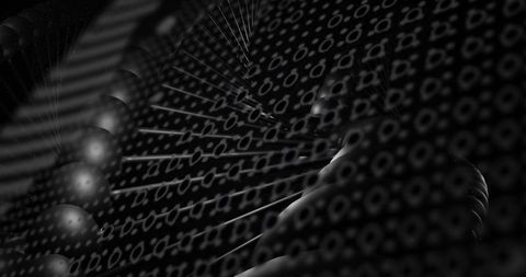 Abstract binary data network with interconnected spheres