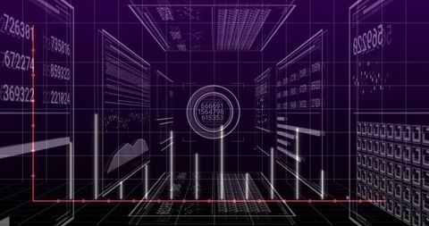 Futuristic Digital Analytics Command Center with Purple Hues