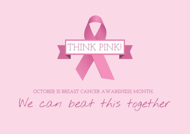 Breast Cancer Awareness Ribbon with Supportive Message - Download Free Stock Templates Pikwizard.com