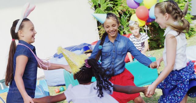 Smiling Children Celebrating Birthday Party Outdoors - Download Free Stock Images Pikwizard.com