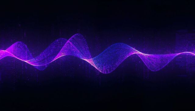 Futuristic Neon Waveform on Dark Background