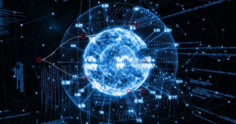 digital globe amidst binary codes and data networks - Download Free Stock Images Pikwizard.com