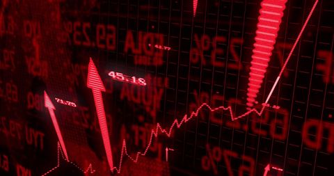 Dynamic Financial Data Representation in Red with Arrow Indicators - Download Free Stock Images Pikwizard.com
