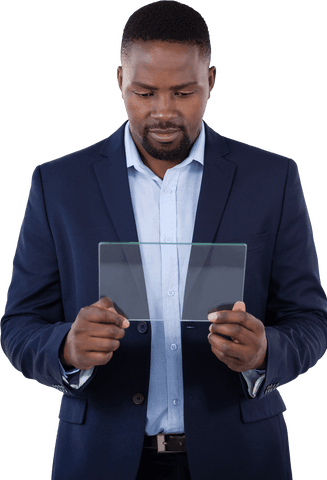 confident businessman using transparent glass digital tablet - Download Free Stock Videos Pikwizard.com