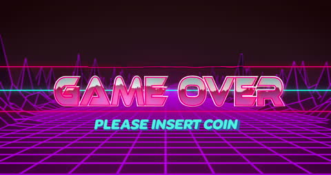 Retro Game Over Screen with Futuristic Neon Vibes