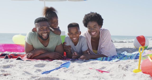 Happy Family Enjoying Sunny Beach Day Together - Download Free Stock Images Pikwizard.com