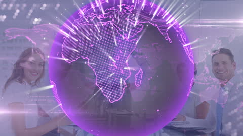 Digital Globe Overlapping Business Meeting Environment