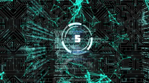 Futuristic Countdown with Dynamic Data Projection Background