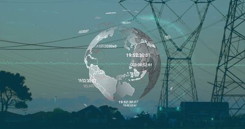 Global Technology Concept with Digital Data and Network Towers - Download Free Stock Images Pikwizard.com