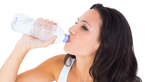 brunette woman refreshingly drinking transparent water bottle mid-pose - Download Free Stock Videos Pikwizard.com