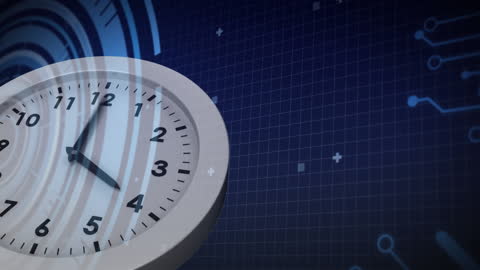 Clock Animation with Digital Interface Concept Background