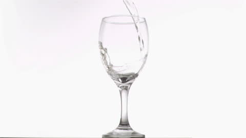 White Wine Flowing into Glass in Slow Motion