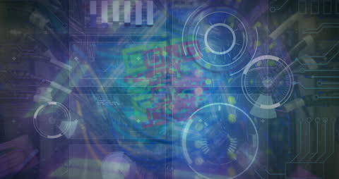 Futuristic Data Processing and Digital Interface Animation