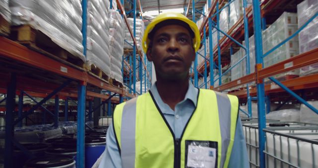 Confident warehouse worker inspecting stock in distribution center - Download Free Stock Images Pikwizard.com