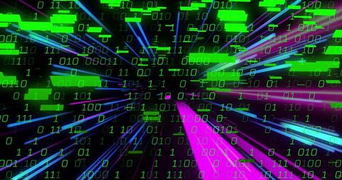 Binary Code Over Hypnotic Light Streaks Creating Futuristic Feel - Download Free Stock Images Pikwizard.com