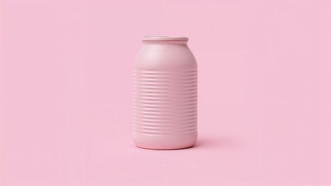 Minimalist pink ribbed jar clean aesthetic decor