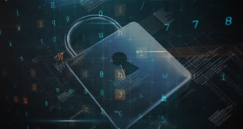Cyber Security Concept with Lock and Digital Data