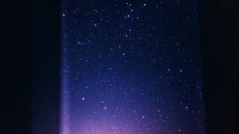 Starlit Sky with Auroral Glow Transition through Window