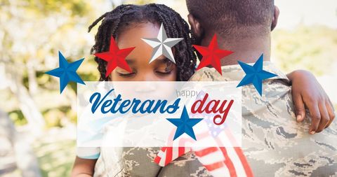 Happy Veterans Day Greeting with Soldier and Child Embrace - Download Free Stock Images Pikwizard.com