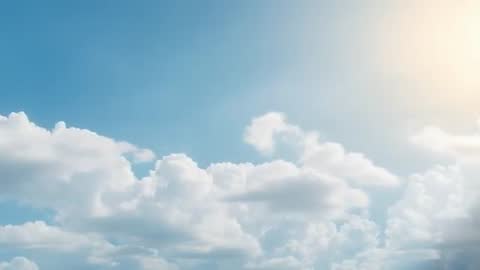 Cumulus Clouds Flowing Gently Across Bright Blue Sky