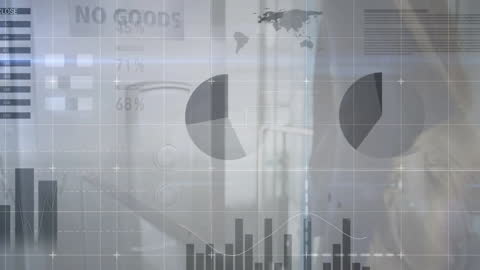 Traveler Analyzing Data at Airport Terminal Overlay