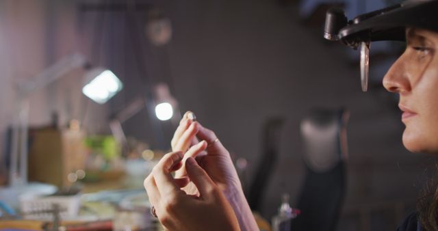 Jeweler Examining Gemstone with Magnifying Glass - Download Free Stock Images Pikwizard.com