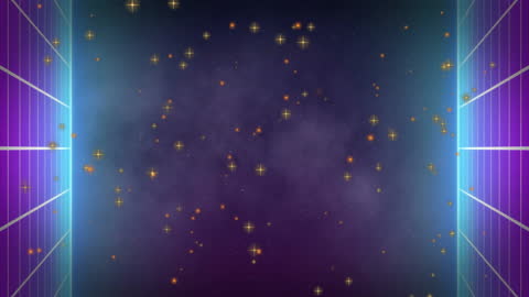 Futuristic Starfield with Cosmic Particles and Grid