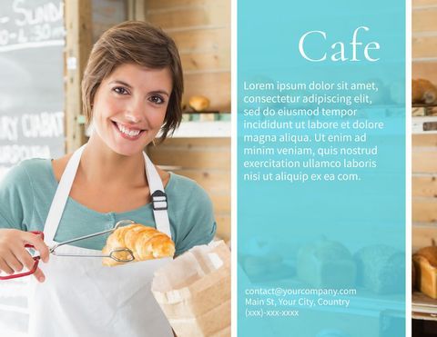 Smiling Woman in Cafe Holding Fresh Croissant - Download Free Stock Templates Pikwizard.com