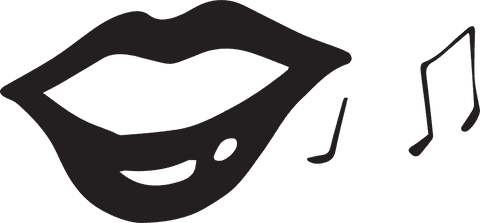 Stylized mouth singing with musical notes transparent illustration
