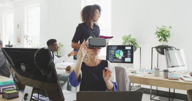 Creative Professionals in Modern Office Using Virtual Reality Equipment - Download Free Stock Images Pikwizard.com