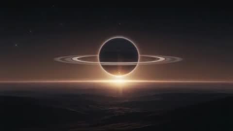AI-Generated Saturn-Like Planet Silhouette with Rising Star