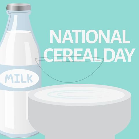national cereal day celebration with milk and bowl illustration - Download Free Stock Templates Pikwizard.com