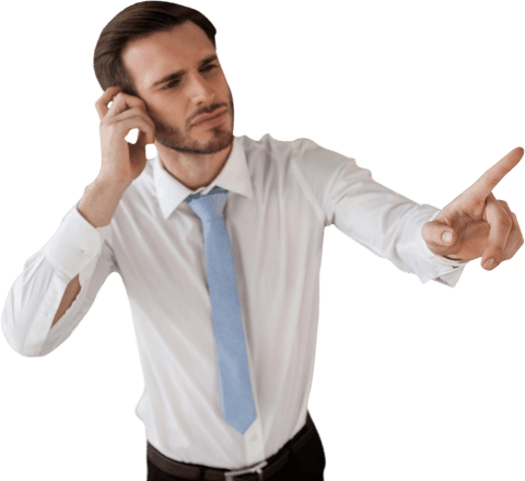 Confused Businessman Operating Transparent Digital Interface - Download Free Stock Videos Pikwizard.com