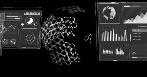 Futuristic AI Data Processing with Digital Interface and Globe Visualization - Download Free Stock Images Pikwizard.com