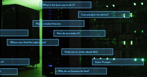 AI Dialogue Interface in Dark Server Environment - Download Free Stock Images Pikwizard.com