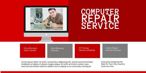 Branded Computer Repair Service Card with Technician - Download Free Stock Templates Pikwizard.com