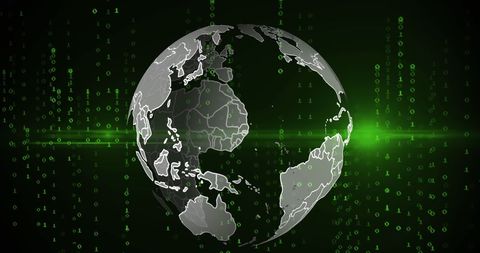 Digital Green Globe with Binary Code Matrix - Download Free Stock Images Pikwizard.com