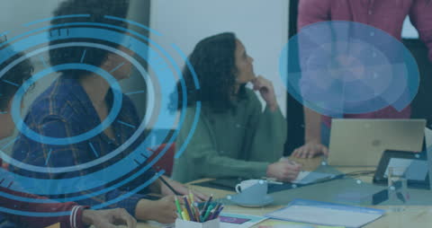 Diverse Team Collaborating in Futuristic Office Setting