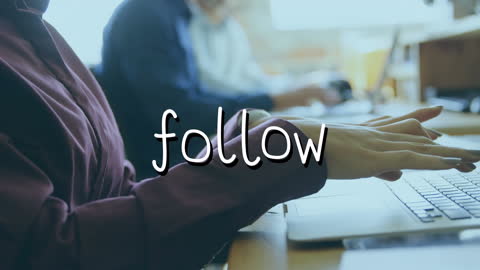 Social Media Text Overlay with Diverse Individuals Typing on Laptops