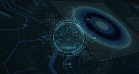 Futuristic Network Interface with Digital Icons