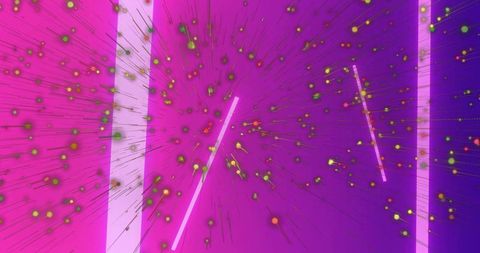 Magenta neon light field with drifting glowing particles and immersive radial burst