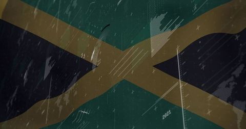 Dynamic Jamaican Flag with Glitch Art Influence