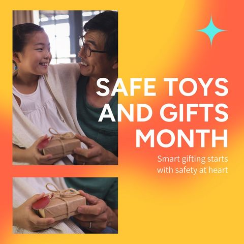 father and daughter celebrating safe toys and gifts month - Download Free Stock Templates Pikwizard.com